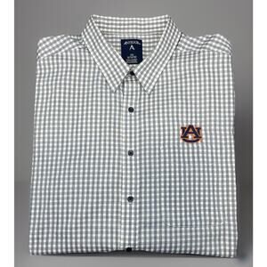 Auburn Tigers Antigua Long Sleeve Button Up Shirt Mens XXL Gray White Plaid NWT